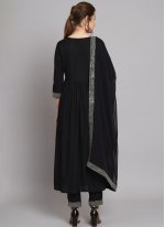 Black Rayon Embroidered Trendy Salwar Kameez