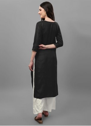 Black Silk Jacquard Designer Kurti