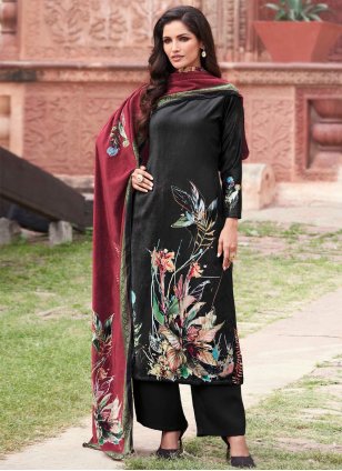 Black Velvet Digital Print Trendy Salwar Suits