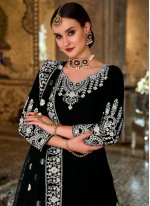 Black Velvet Embroidered Anarkali Suit