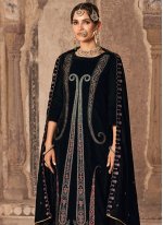 Black Velvet Embroidered Trendy Salwar Kameez