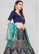 Blue Banarasi Silk Jacquard Lehenga Choli