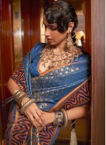 Blue Handloom Silk Weaving Classic Sari