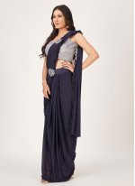 Blue Imported Plain Designer Saree