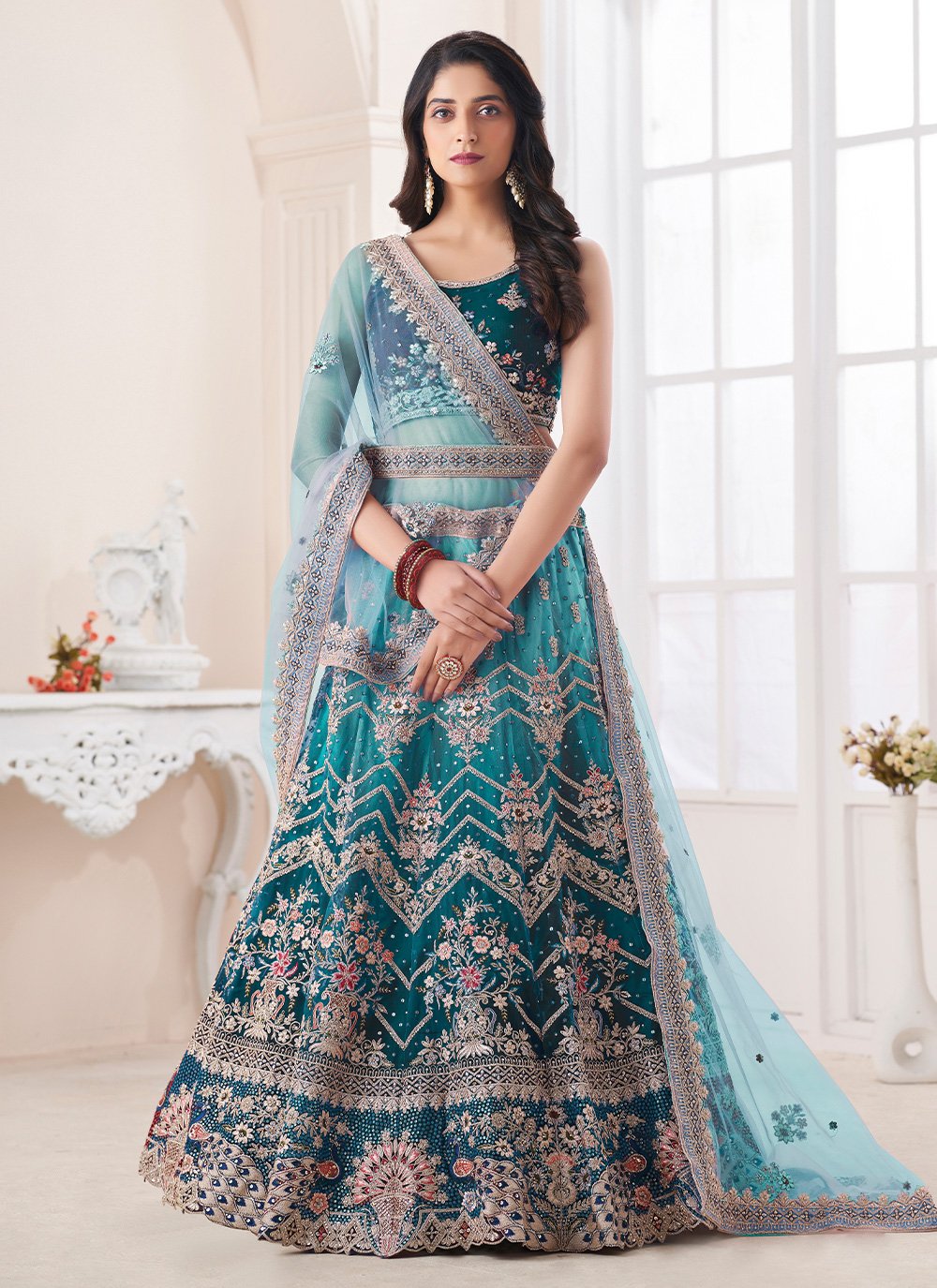 Shop Blue Mirror Printed Lehenga for Women Online from India's Luxury Designers  2023