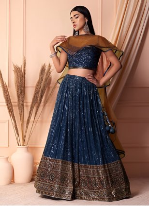 Royal Creation Navy Blue Wedding Wear Choli, Peach, Bridal Net at Rs 2999  in Surat