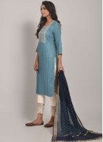 Blue Rayon Dangler Straight Salwar Suit