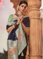 Blue Satin Weaving Classic Saree