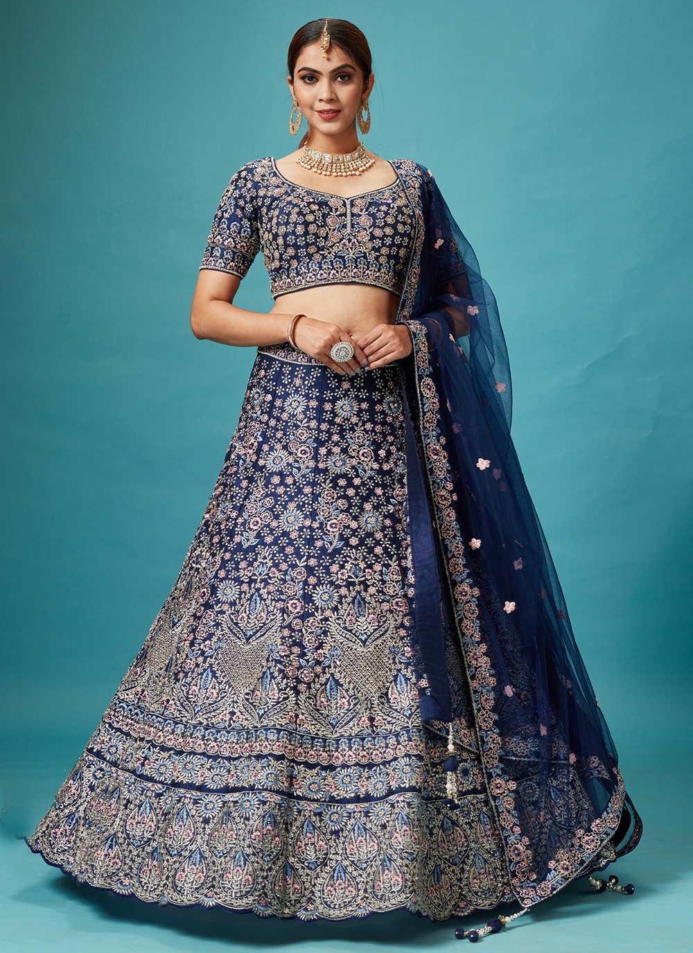 Sparkle in our Navy blue lehengas and Cholis on your special occassion .  Choose from our shimmering collections in our showrooms and…