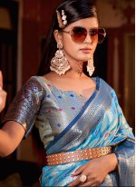 Blue Silk Weaving Classic Saree