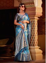 Blue Silk Weaving Classic Saree