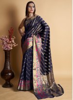 Blue Silk Weaving Traditional Saree