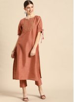 Brown Poly Silk Plain Trendy Salwar Suits
