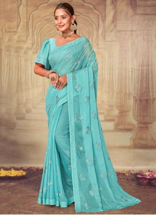 Aqua Blue Patola Silk Classic Saree