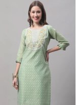 Chanderi Green Embroidered Trendy Suit