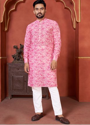 Cotton  Multi Colour Digital Print Kurta Payjama for Men