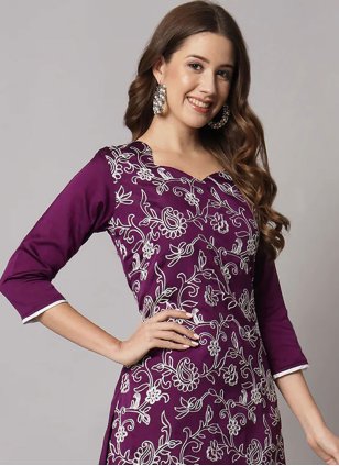 Cotton Trendy Salwar Suit in Purple