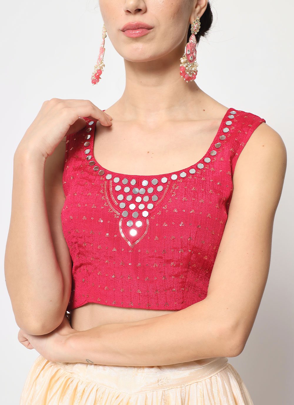Shop Online Cream and Pink Silk Lehenga Choli with Embroidered, Resham and  Zari Work : 273332 -