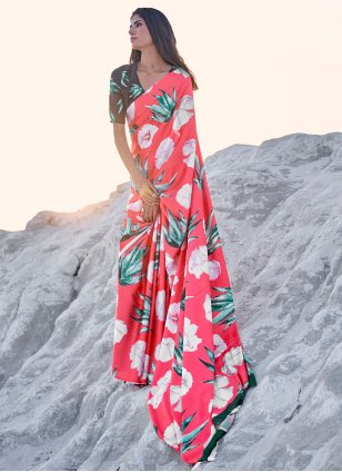 Customary Multi Colour Crepe Digital Print Casual Sari