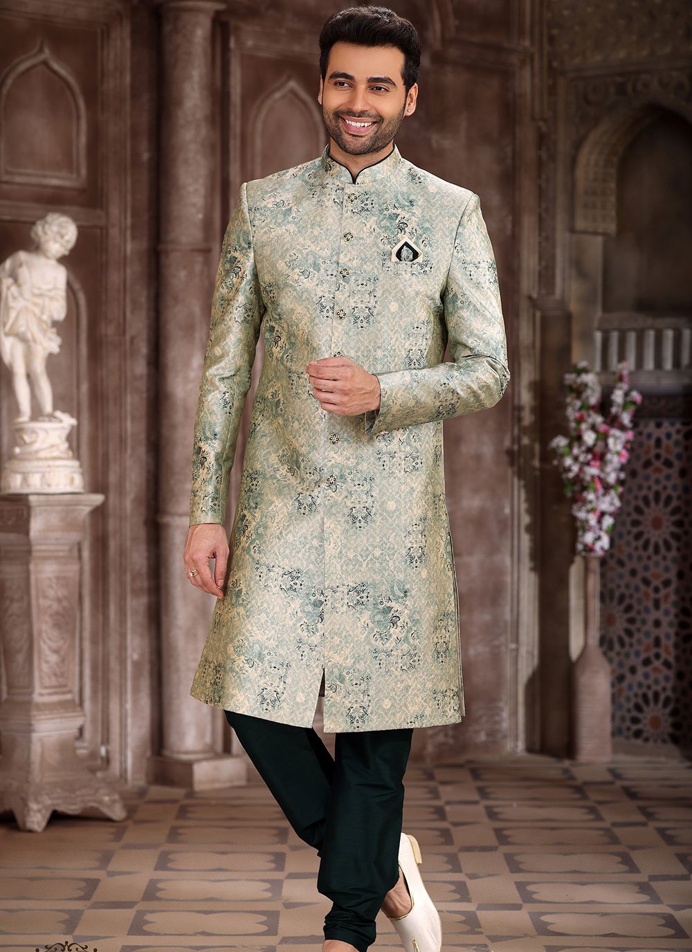 White Linen Print Men's Kurta Ethnic Wear, Indian Fashion, Traditional  Attire, Versatile Outfit
