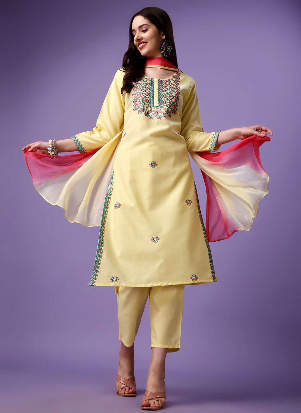 Lemon colour punjabi outlet suit