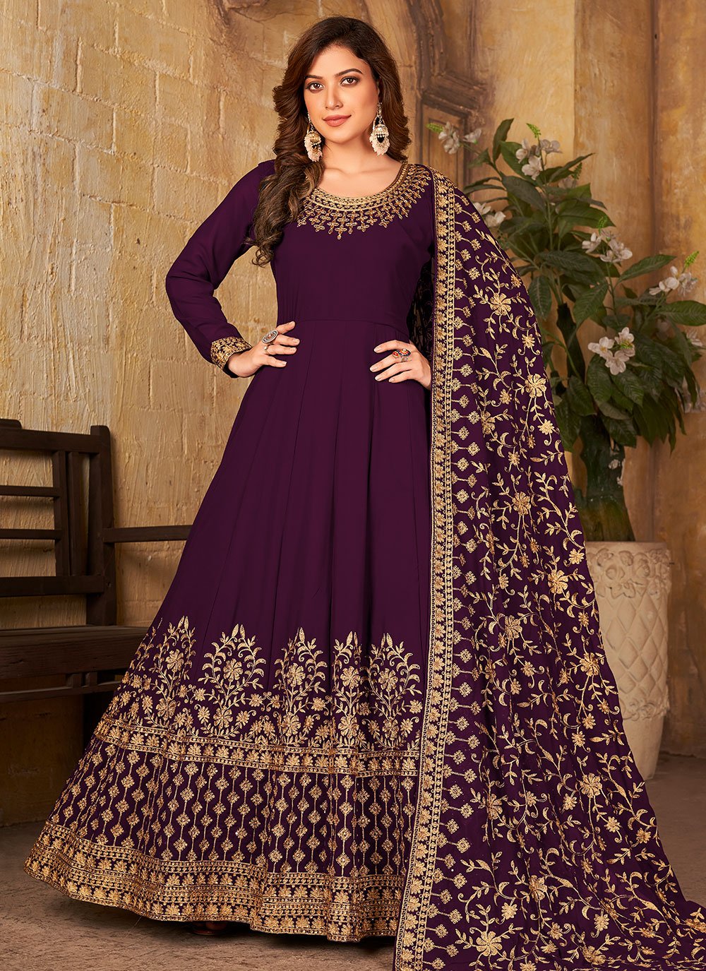 Sale !! Wine Fancy Moroccan Dubai Farasha Abaya Long Gown Kaftan Crystal  Bedded Work Wedding Dresses - MS CREATION - 4213670