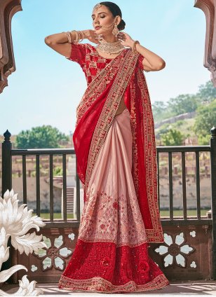 Silk Pink Beautiful New Heavy Designer Party Wear Half Saree at Rs  1095/piece in Surat