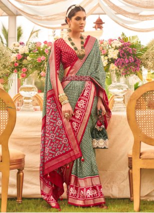 Pinkish Red Saree for Women Inspired Sarees. Patola Party Wear Saree.  Indian Ethnic Traditional Sari. -  Canada