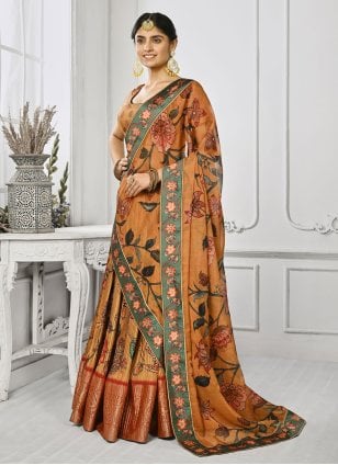 Fantastic Silk Print Multi Colour Lehenga Choli