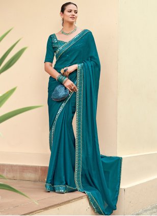 Firozi Chanderi Silk Pleated Dress - Mogra Designs