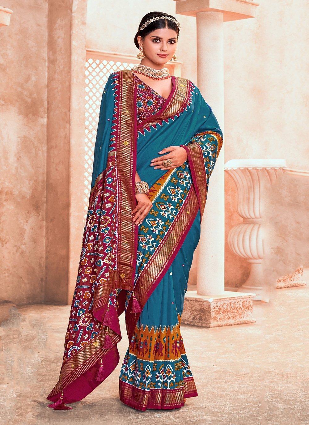 firozi cotton mirror classic saree 91354