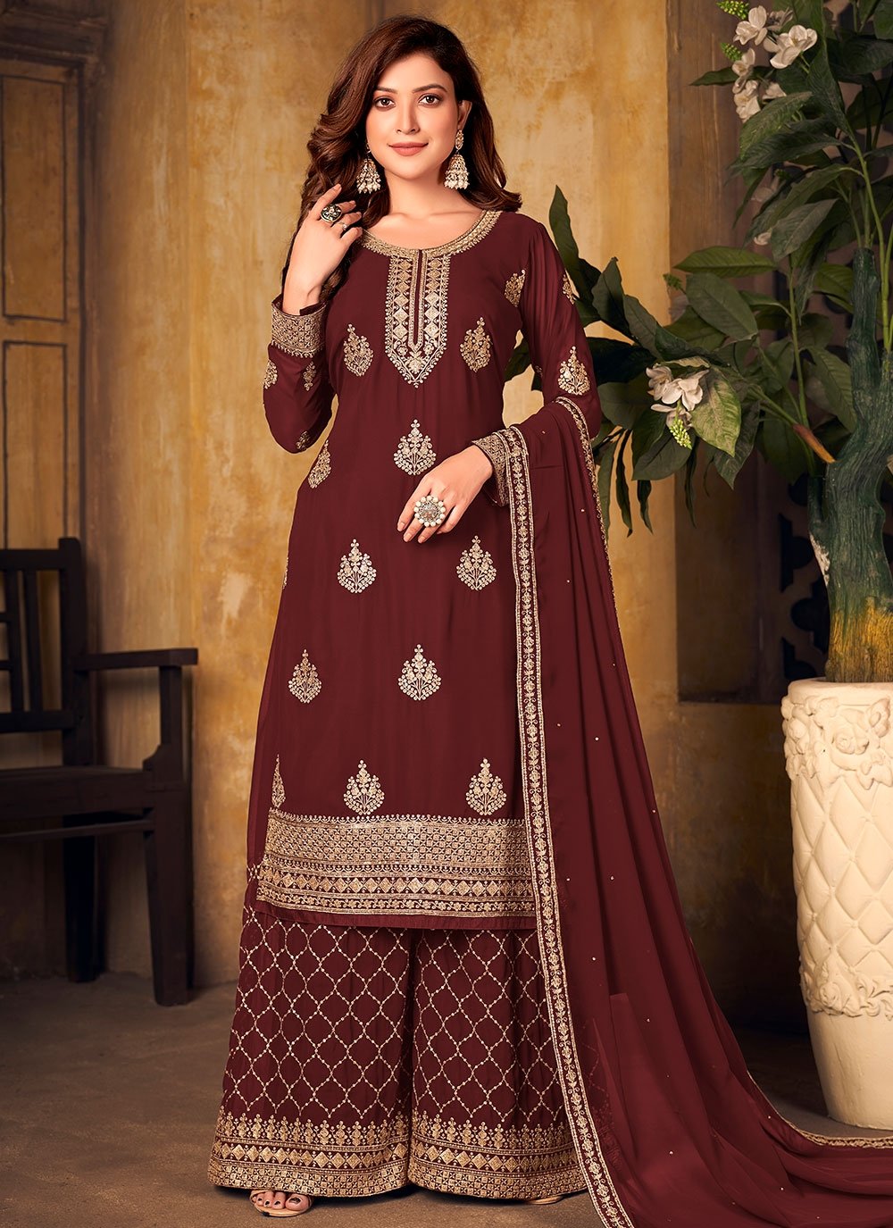 Maroon colour hotsell salwar suit