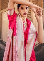 Fuchsia Banarasi Silk Weaving Contemporary Saree