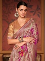 Fuchsia Silk Woven Classic Sari
