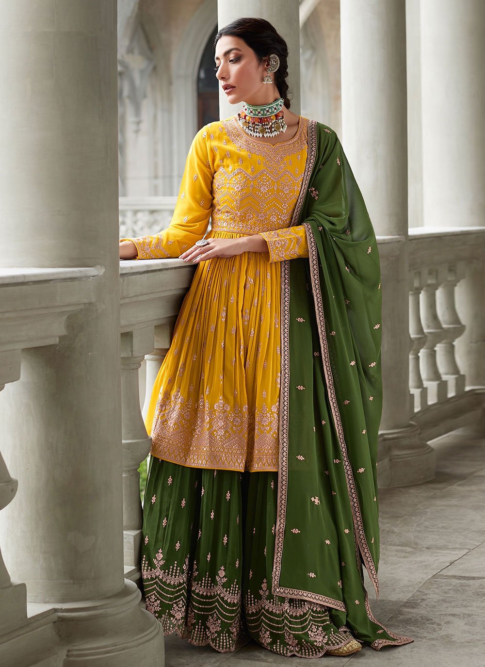 Black and yellow salwar suit. | Trendy outfits indian, Black punjabi suit,  Black salwar suit