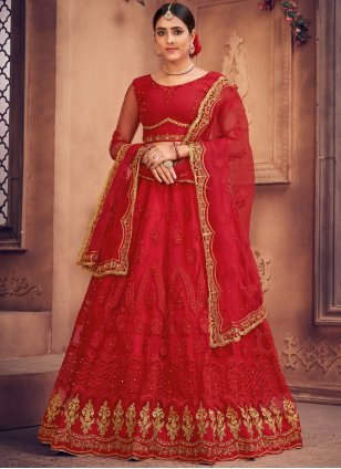 Bohemian Bridal Red Bridal Lehenga Set | Bridal lehenga red, Simple lehenga,  Indian fashion dresses