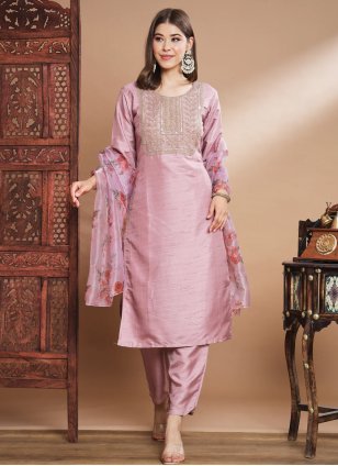 Glamorous Silk Blend Pink Readymade Salwar Suit