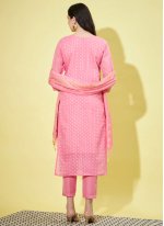 Glossy Embroidered Chanderi Pink Designer Salwar Kameez