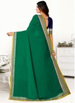 Green and Blue Georgette Embroidered Classic Sari for Party