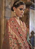 Green and Maroon Banarasi Silk Weaving Silky Saree