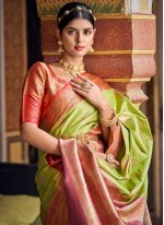 Green Banarasi Silk Weaving Classic Sari