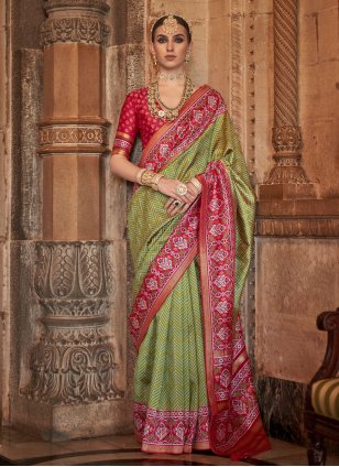 Green Banarasi Silk Weaving Designer Sari