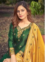 Green Banarasi Silk Woven Salwar suit
