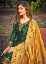 Green Banarasi Silk Woven Salwar suit