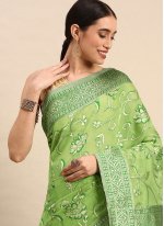 Green Cotton  Weaving Classic Saree