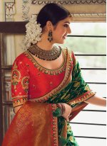 Green Fancy Fabric Border Trendy Sari