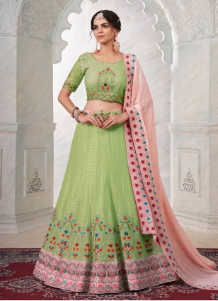 Green Georgette Dori Work Trendy Lehenga Choli