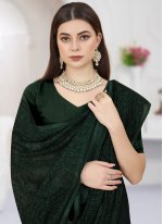 Green Georgette Embroidered Designer Sari