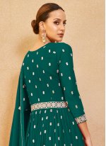 Green Georgette Embroidered Trendy Salwar Suits