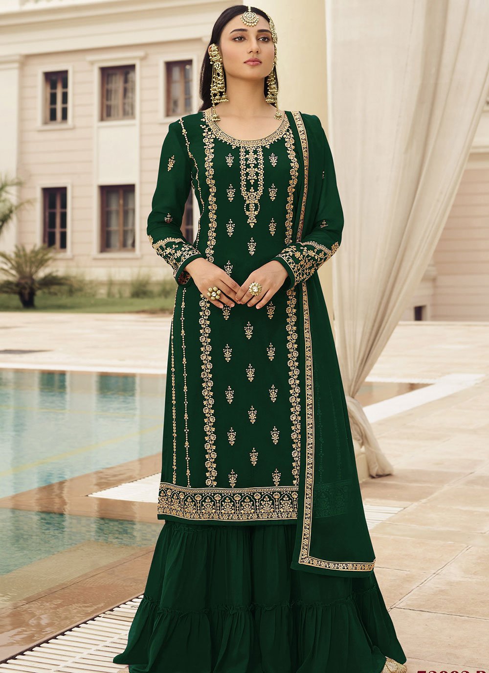 Green Pant style Salwar Suit Butterfly Net Salwar Kameez in Cording  Embroidery & Lace Work – Arabic attire